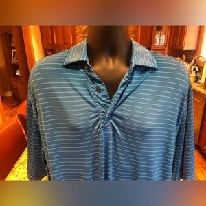 FootJoy men’s‎ golf polo. EUC. Sharp blue w/white stripes & logo on back…